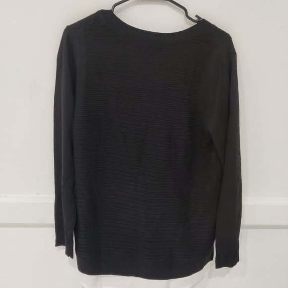 NWT Hilary Radley Womens Long Sleeve Two-Fer Sweater Black Size L $80 UU042 - Picture 2 of 2